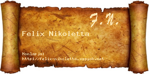 Felix Nikoletta névjegykártya